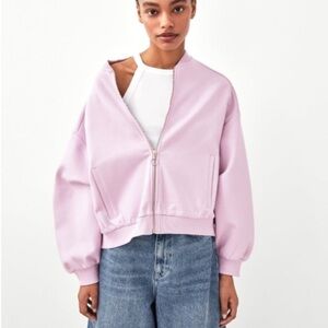 ZARA Lavender Plush Bomber Jacket L-XL